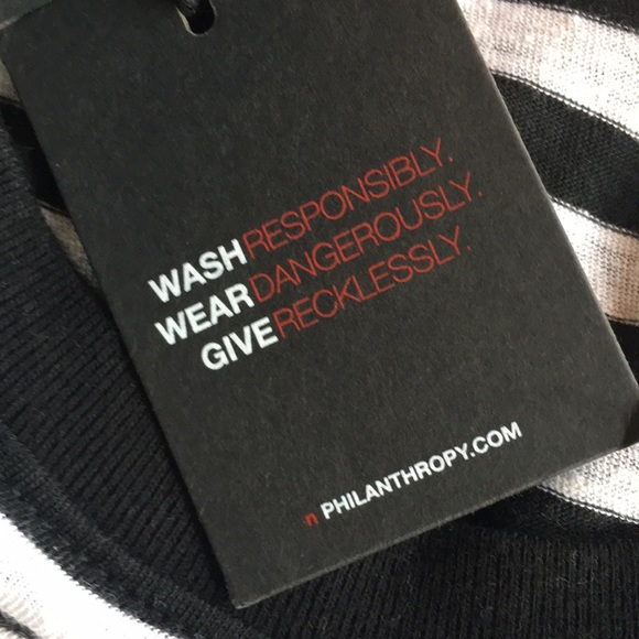 NWT n:Philanthropy Anthropologie Long Sleeve Black White Striped T-shirt Dress - Picture 7 of 12